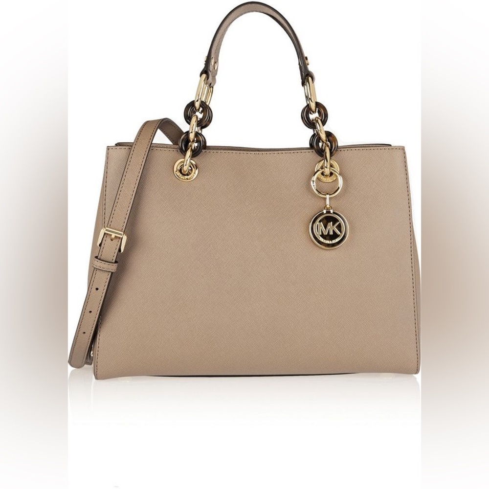 Michael Kors Cynthia Medium Saffiano Leather Satchel Brown
